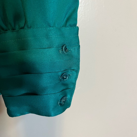 Vintage teal satin blouse - Picture 3 of 5